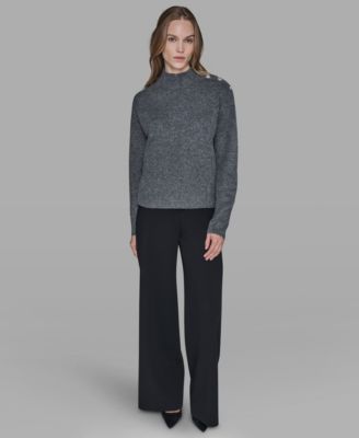 Women's Button Shoulder Long Sleeve Sweater