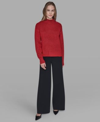 Women's Button Shoulder Long Sleeve Sweater