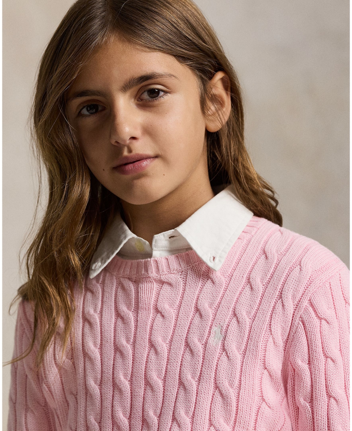 Polo Ralph Lauren Girls 7-16 Long-Sleeve Cable-Knit Cotton Sweater
