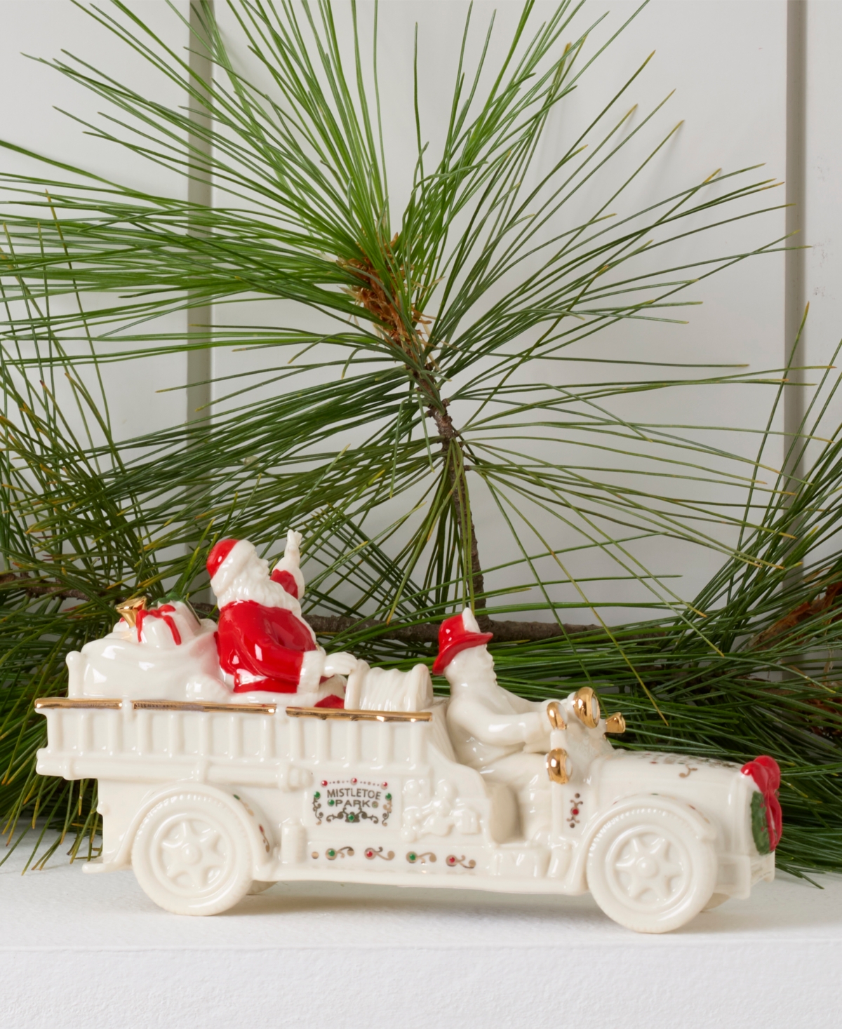 From The Vault! Lenox Mistletoe Park Fire Truck with Santa, Exclusively at Macy's