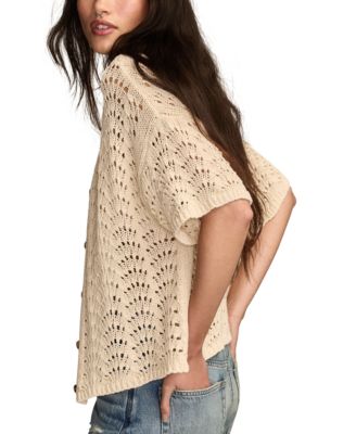 Short Sleeve Cropped Button Up Sweater