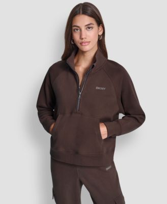 DKNY Women's Studded-Logo Half-Zip Sweatshirt