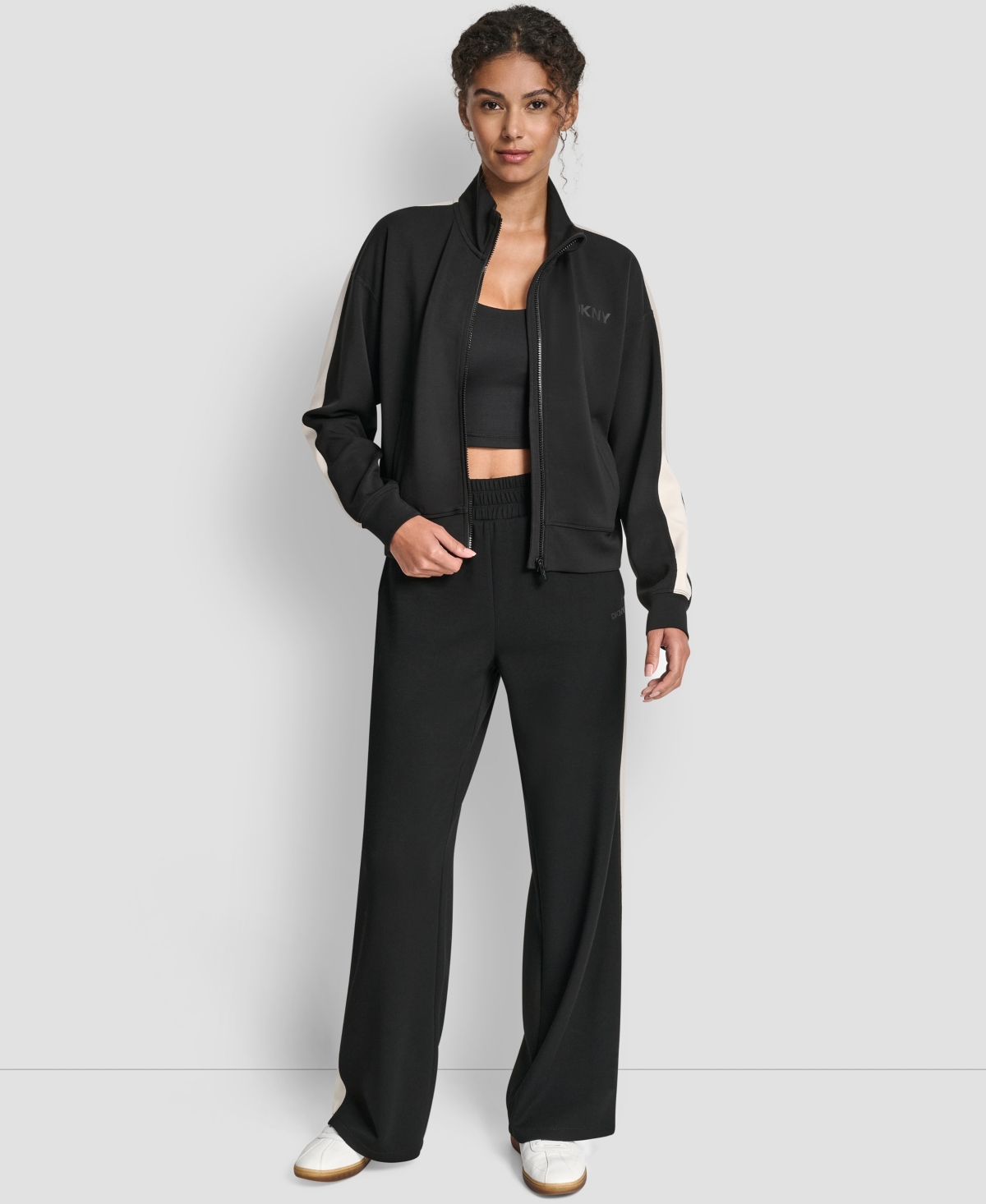 Dkny Women's Full Zip Mock Neck Track Jacket In Multi
