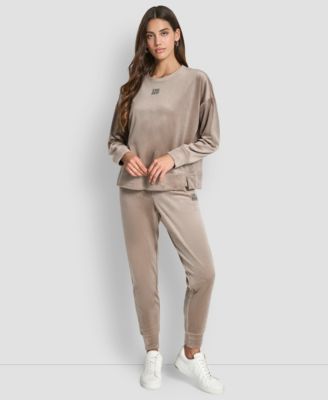 Women's Super Soft Velour Stacked Logo Mid-Rise Slim-Fit Joggers