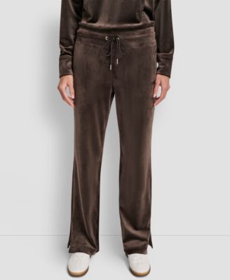 Women's Super Soft Velour HD Embroidery Logo Slit Track Pants