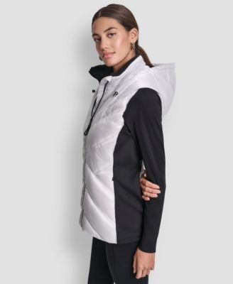Women's Contrast Collar Hooded Puffer Vest