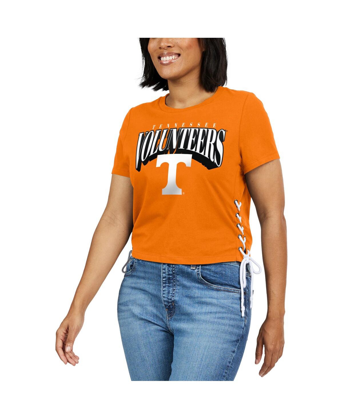 Wear By Erin Andrews Women'stennessee Orange Tennessee Volunteers Side Lace-up Modest Crop T-shirt In Orange