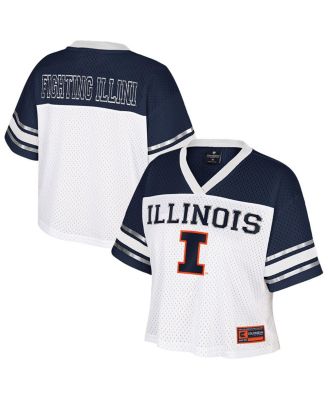 Colosseum - Women's White Illinois Fighting Illini Treasure Cropped Football Jersey
