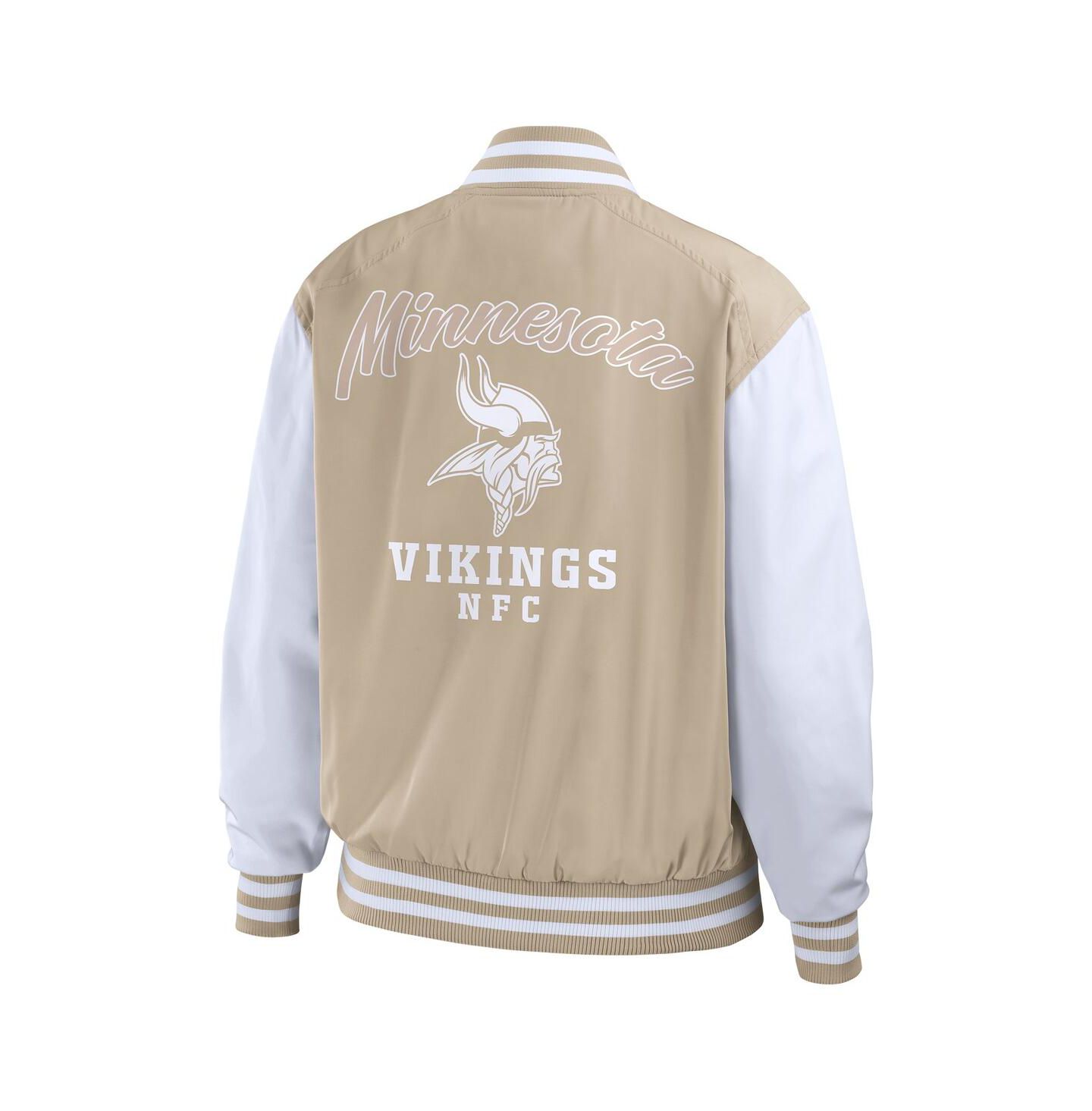 Женская куртка WEAR by Erin Andrews Tan Minnesota Vikings Tonal Full-Zip Bomber — фото 3