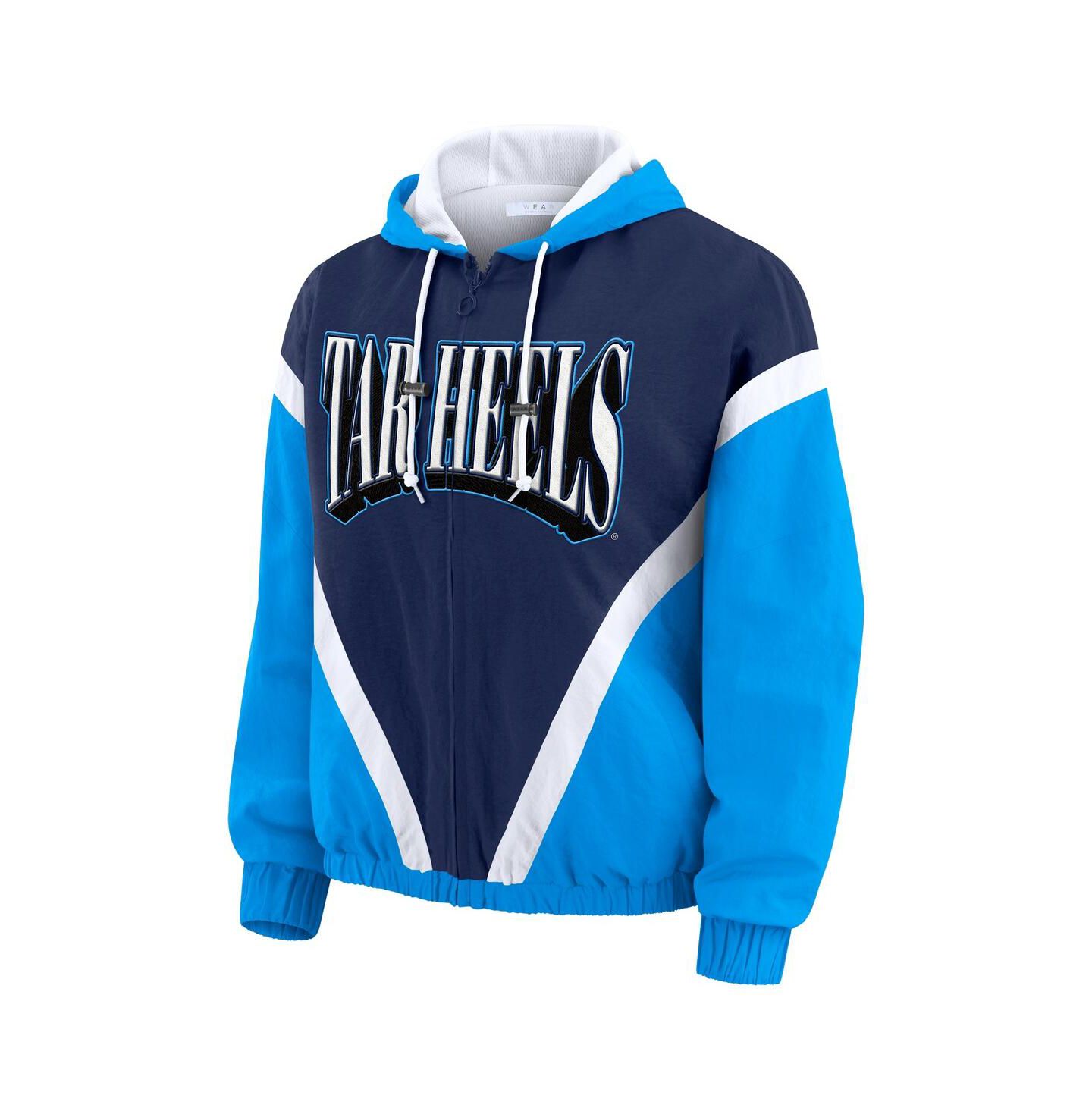 Женские худи WEAR by Erin Andrews Blue/Navy North Carolina Tar Heels Color Block Full-Zip Windbreaker Jacket — фото 2