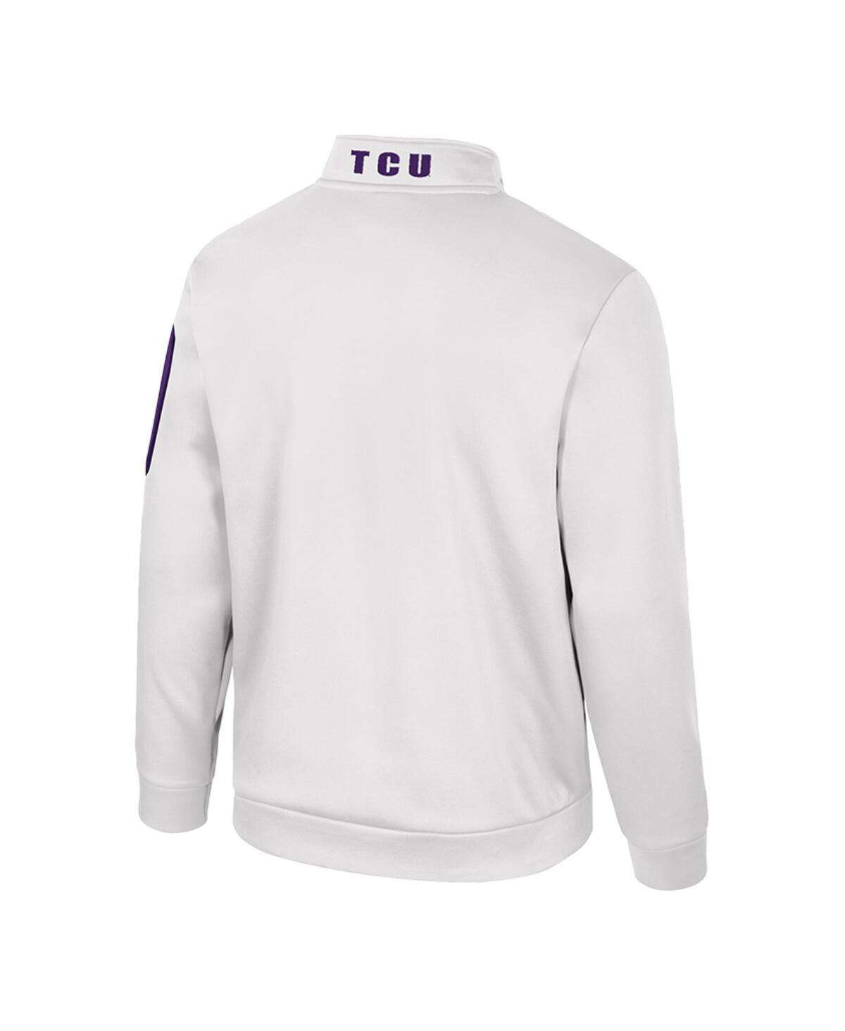 Colosseum Men's White Tcu Horned Frogs Mainframe Quarter-Zip Fleece Jacket