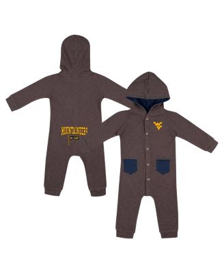 Colosseum - Baby Boys and Girls Charcoal West Virginia Mountaineers Zando-Zan Waffle Full-Snap Hooded Romper