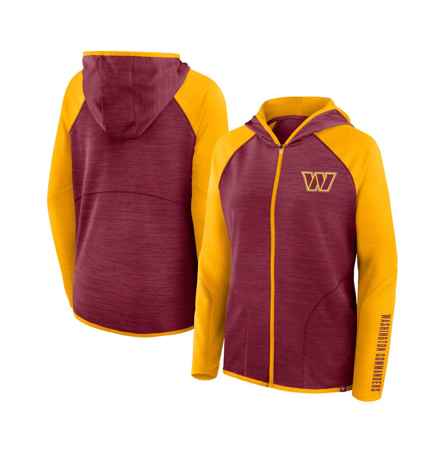 Женское худи Fanatics Washington Commanders Redzone реглан на молнии, Burgundy/Gold — фото 1