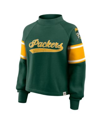 Women's Green Green Bay Packers Oversized Hometown Toss Sweep Mock Neck Pullover Hoodie