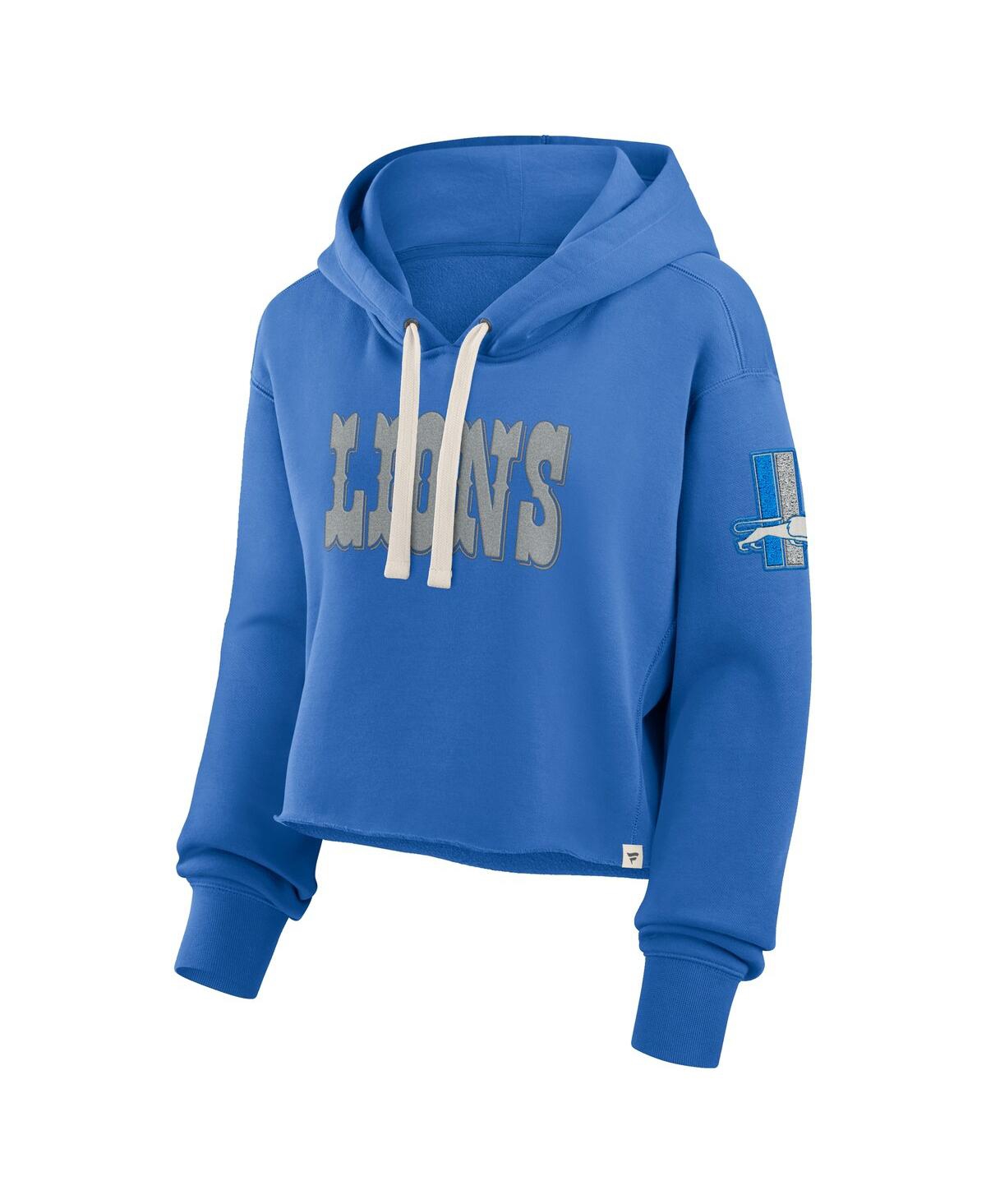 Fanatics Women's Blue Detroit Lions Oversized Hometown Heritage Cropped Hoodie In Blue