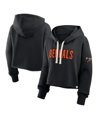 Women's Black Cincinnati Bengals Oversized Hometown Heritage Cropped Hoodie