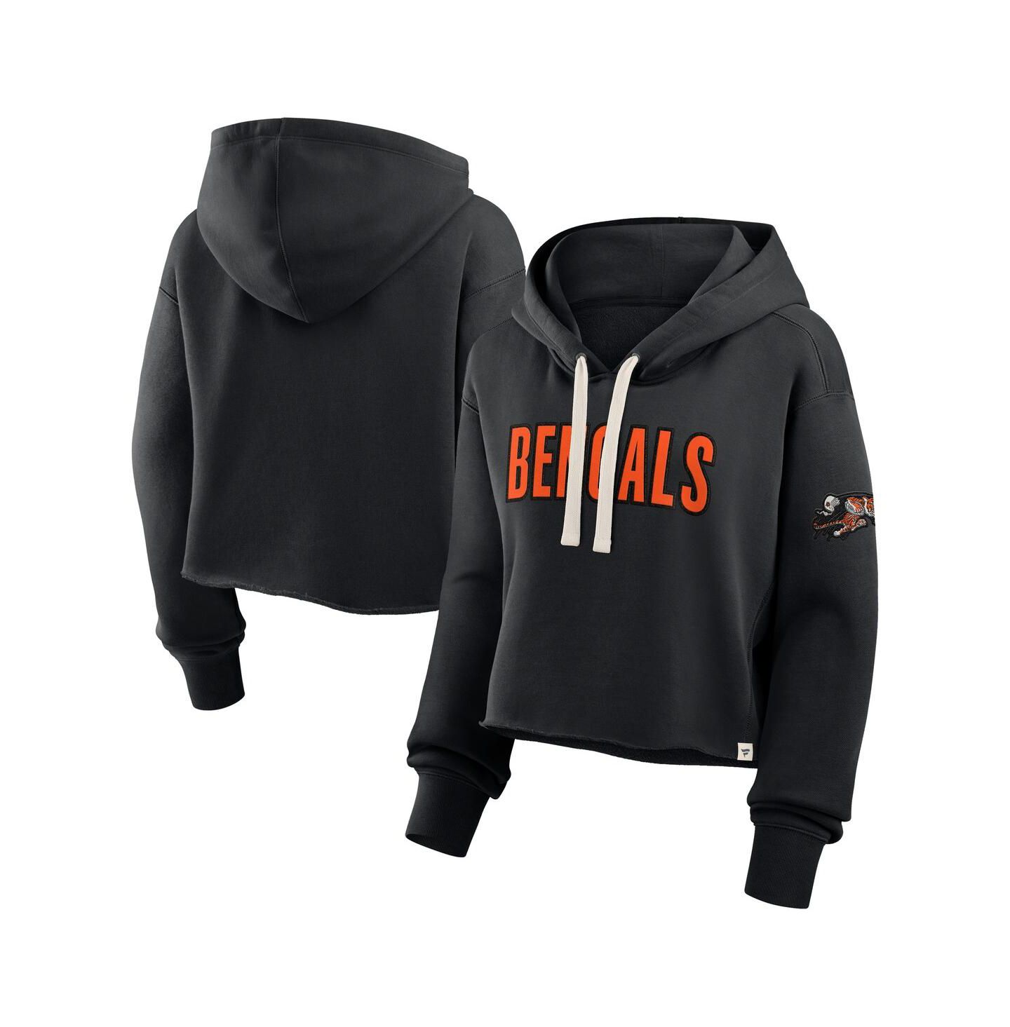 Женское худи Fanatics Black Cincinnati Bengals Oversized Hometown Heritage Cropped — фото 1