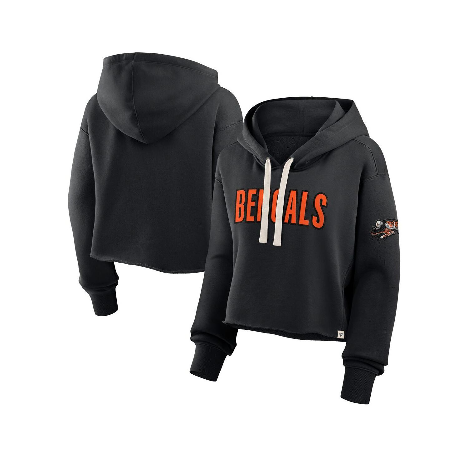 Women's Black Cincinnati Bengals Oversized Hometown Heritage Cropped Hoodie