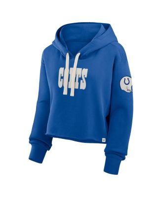Women's Royal Indianapolis Colts Oversized Hometown Heritage Cropped Hoodie