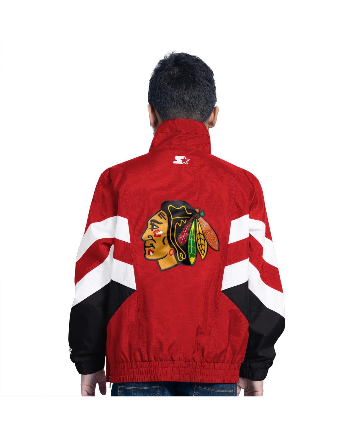 Starter Big Boys And Girlsâ Red Chicago Blackhawks Prospect Half-zip Pullover Top In Red