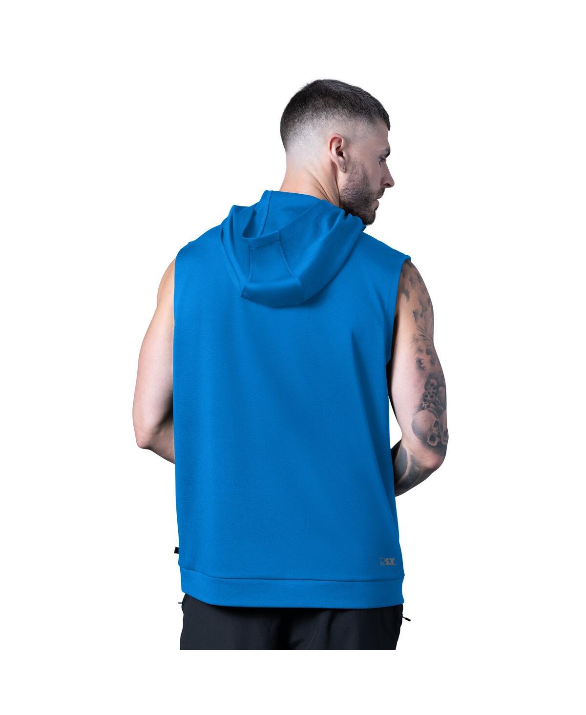 Msx by Michael Strahan Men's Blue Detroit Lions Tri-Blend Rebound Sleeveless Hoodie