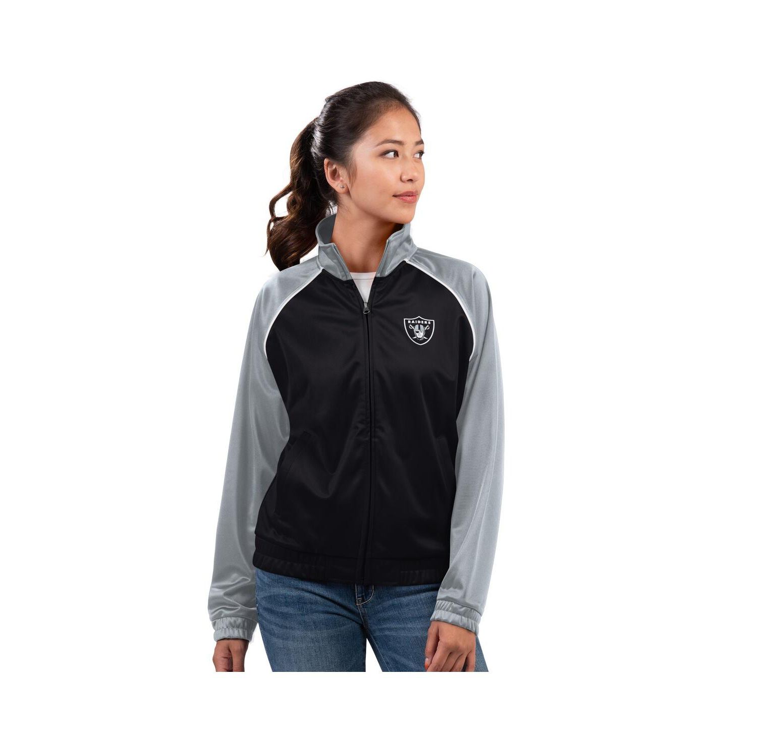 Women's Black Las Vegas Raiders Replay Full-Zip Track Jacket