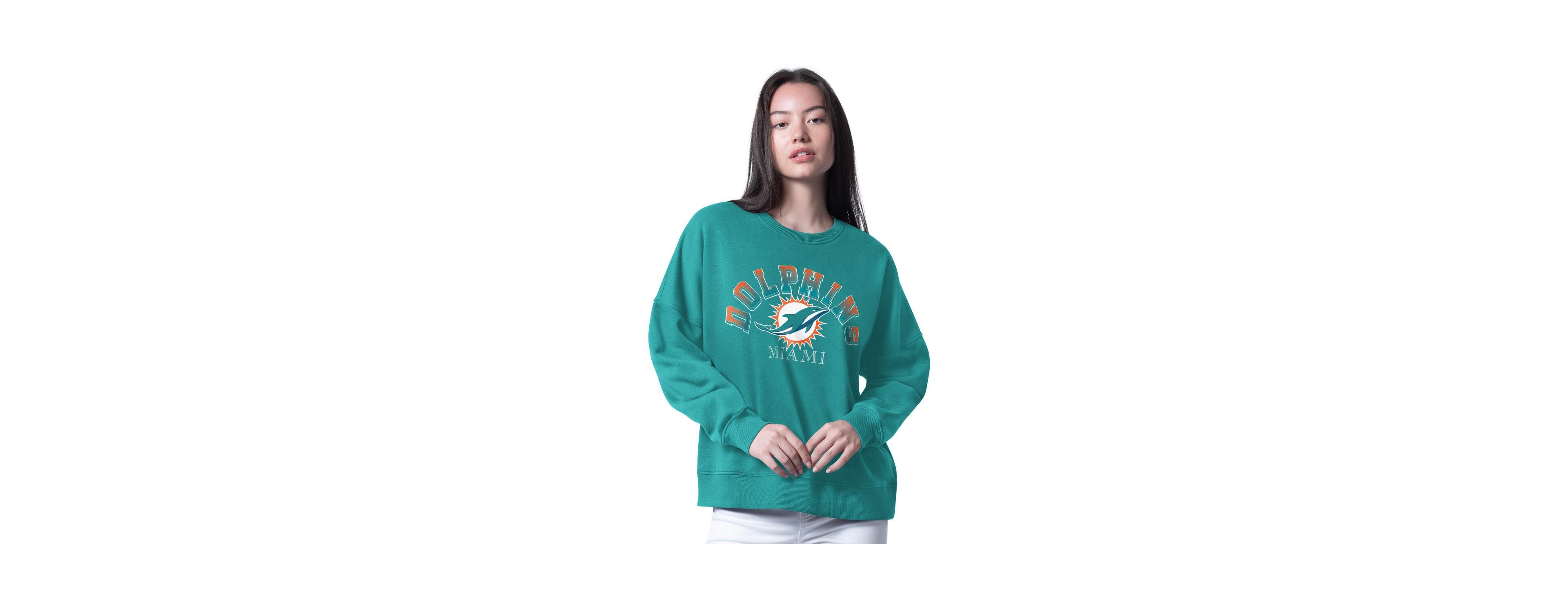 G-iii 4Her by Carl Banks Women's Aqua Miami Dolphins Oversized Feud Sweatshirt