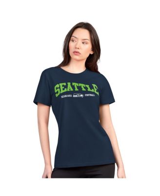 G-III 4Her by Carl Banks - Women's Navy Seattle Seahawks Super-Slim Lightweight Winning Crew T-Shirt
