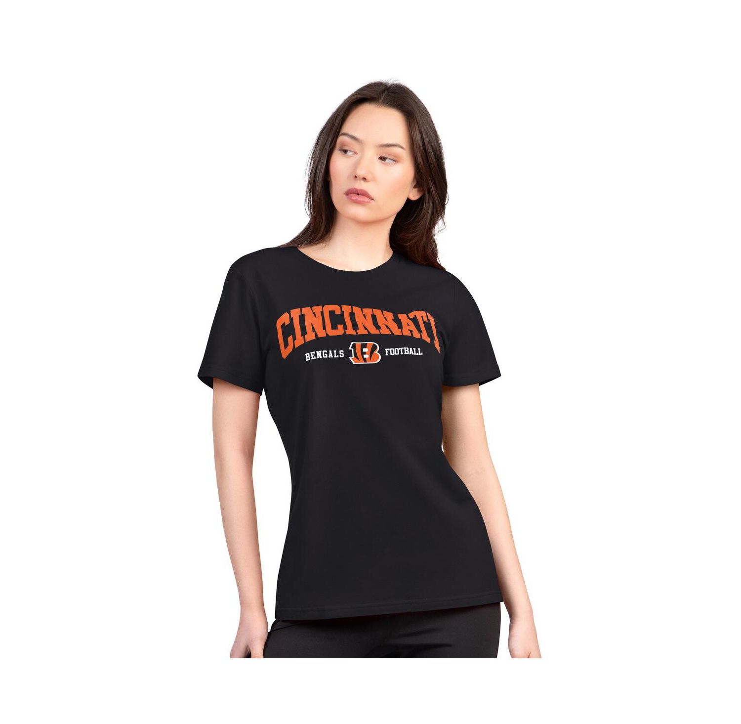 Women's Black Cincinnati Bengals Super-Slim Lightweight Winning Crew T-Shirt
