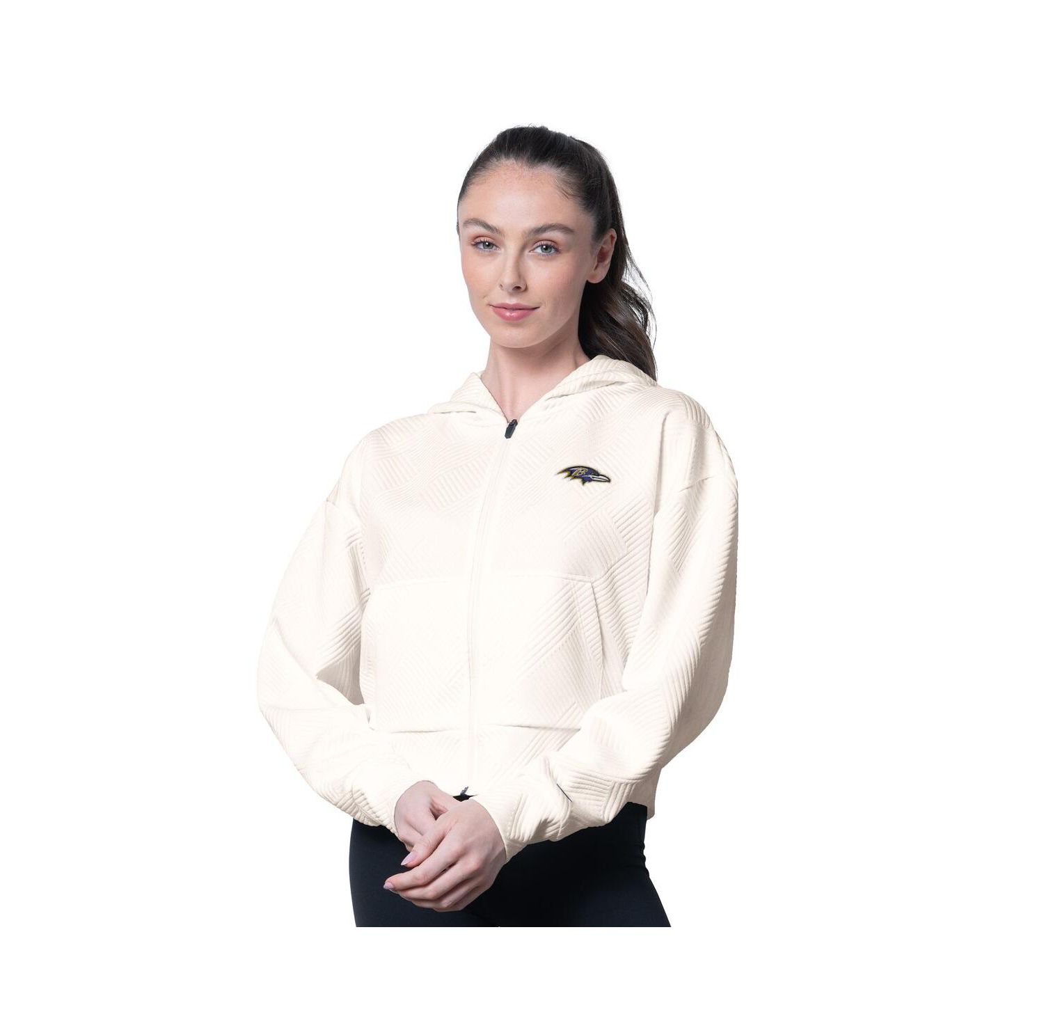 Women's Cream Baltimore Ravens Eleanor Full-Zip Hoodie