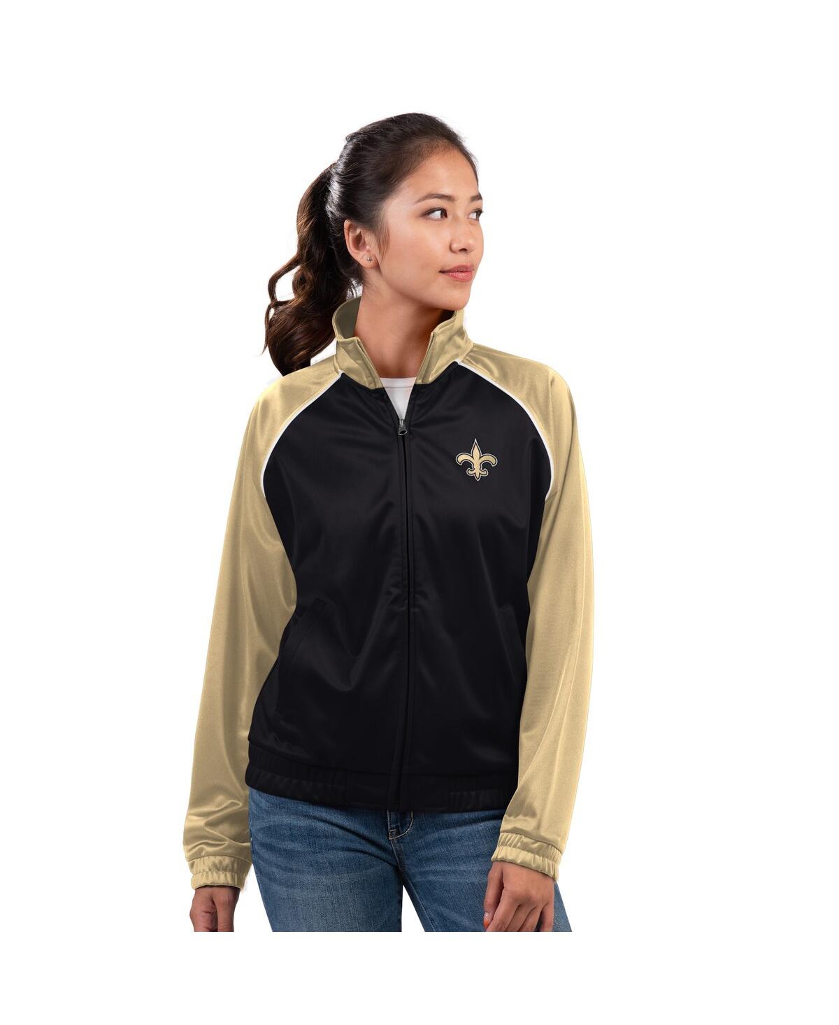 G-iii 4Her by Carl Banks Women's Black New Orleans Saints Replay Full-Zip Track Jacket