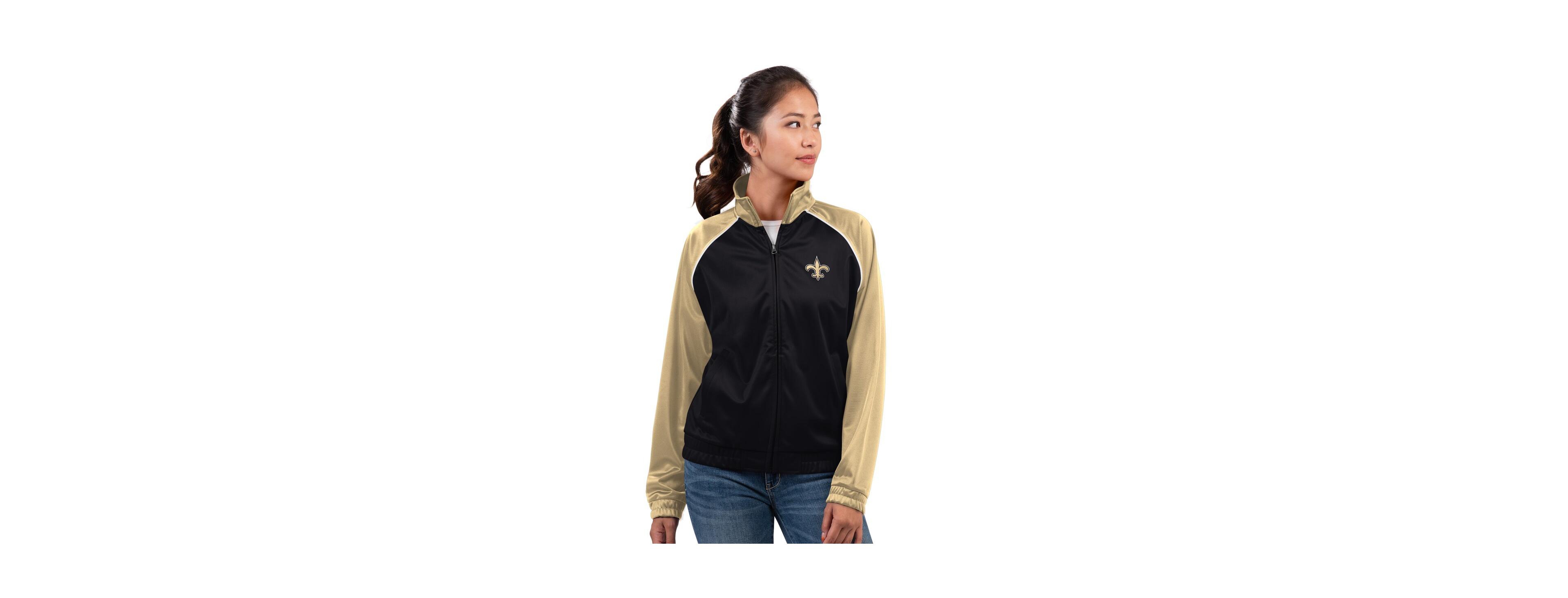 G-iii 4Her by Carl Banks Women's Black New Orleans Saints Replay Full-Zip Track Jacket