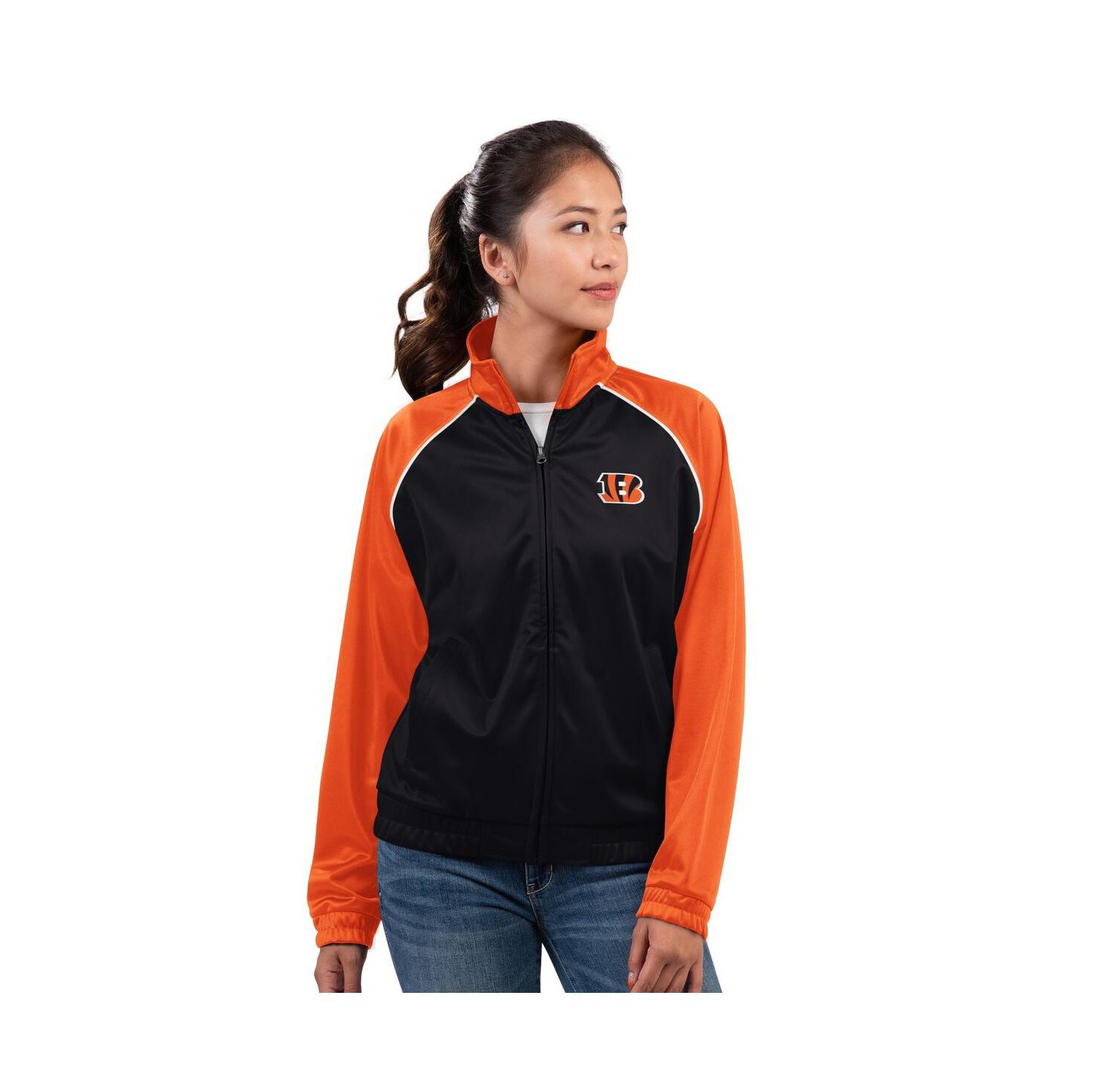 Women's Black Cincinnati Bengals Replay Full-Zip Track Jacket