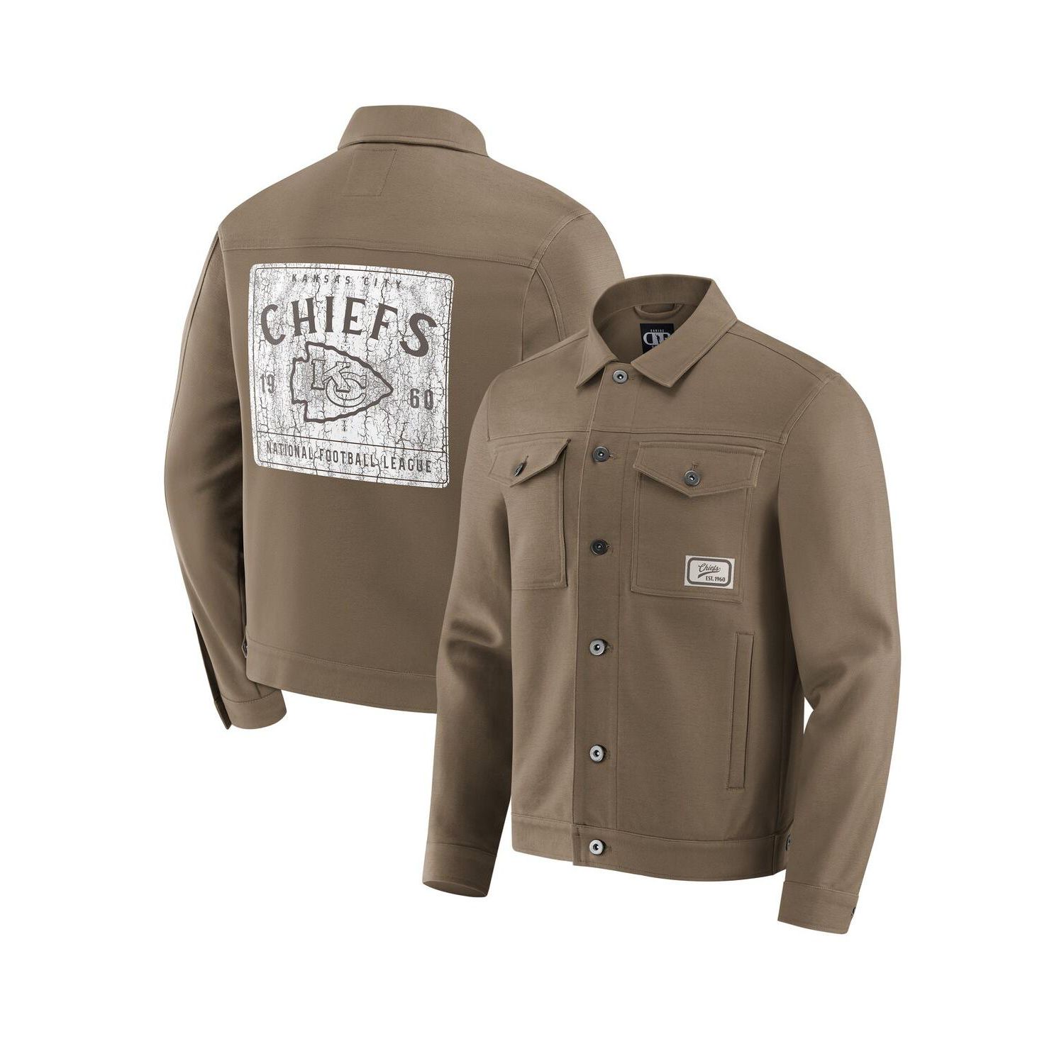 Men's Tan Kansas City Chiefs Trucker Full-Button Jacket