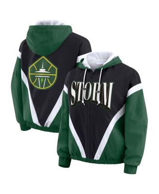 WEAR by Erin Andrews - Women'sGreen/Black Seattle Storm Color Block Full-Zip Hoodie Windbreaker Jacket