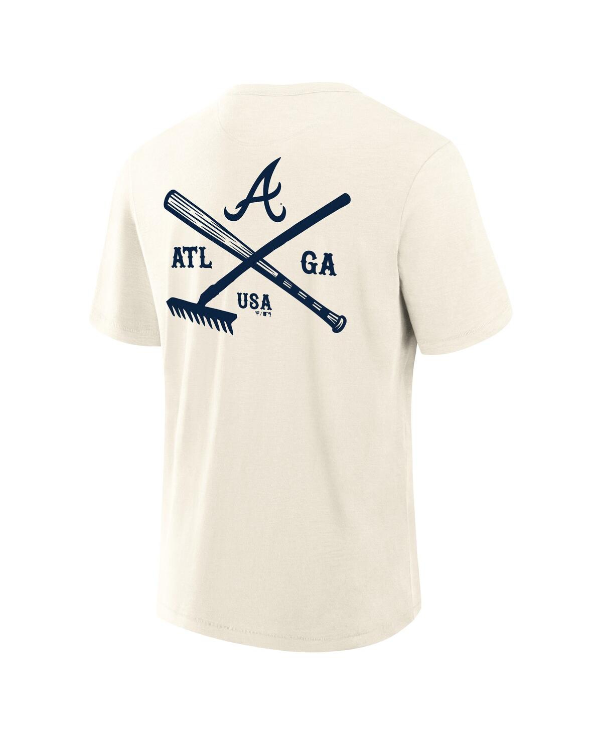 Fanatics Men's Cream Atlanta Braves Nostalgia Stadium Slub T-shirt In White