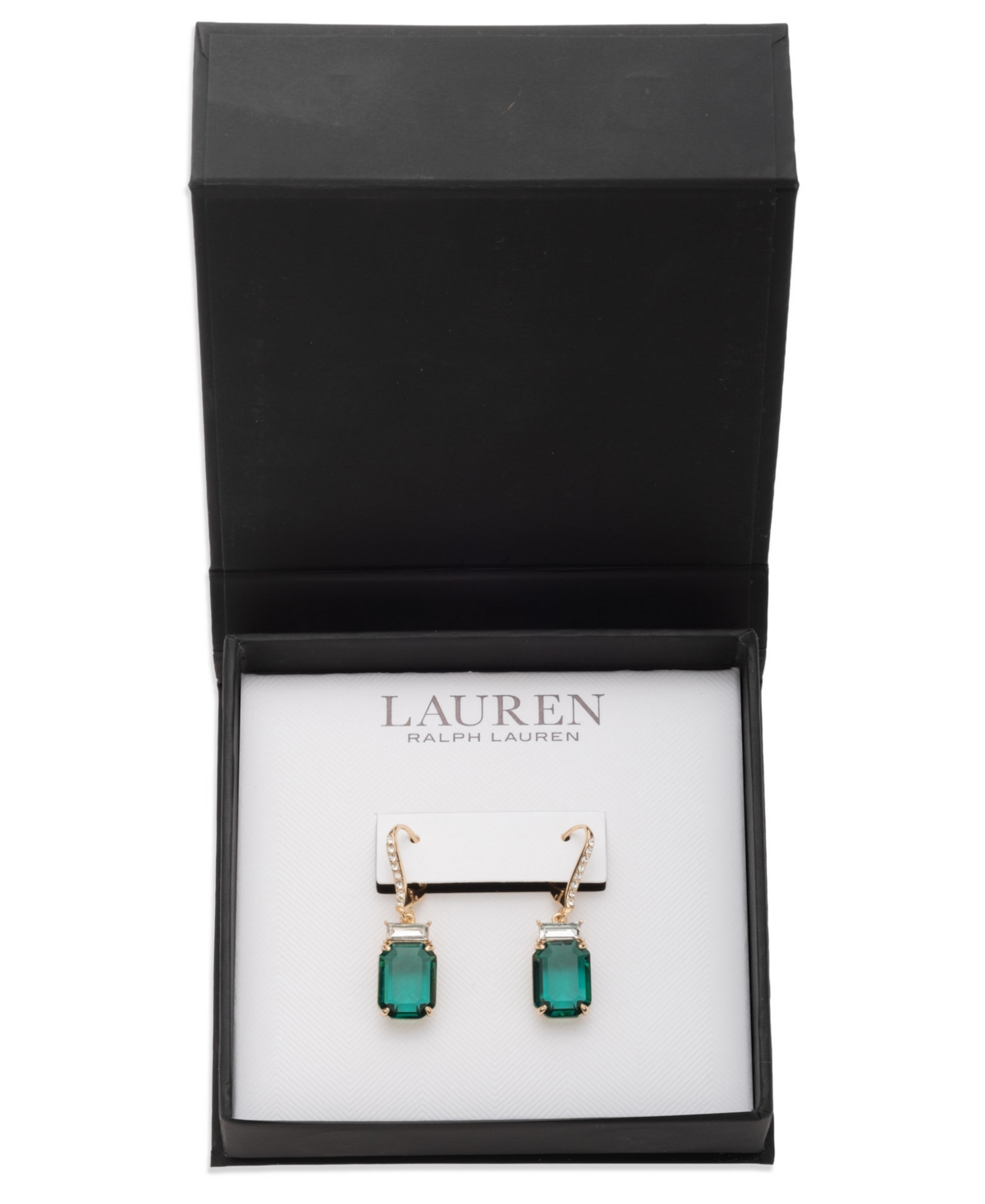 Ralph Lauren Glass Stone Drop Earrings In Green