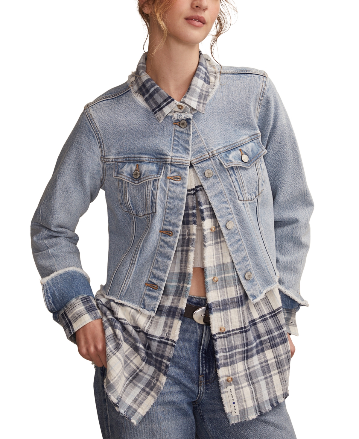 Lucky Brand Women's Tunic Plaid Button Down Shirt