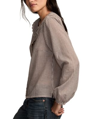 Women's Gingham Peter Pan Collar Top