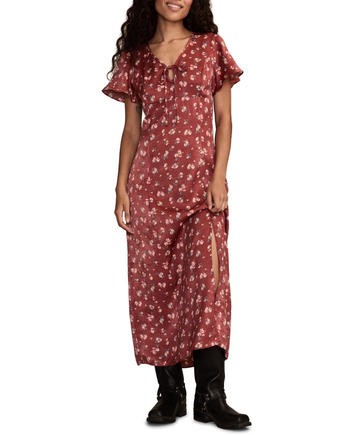 Lucky Brand Women's Flutter Sleeve Midi Dress In Multi