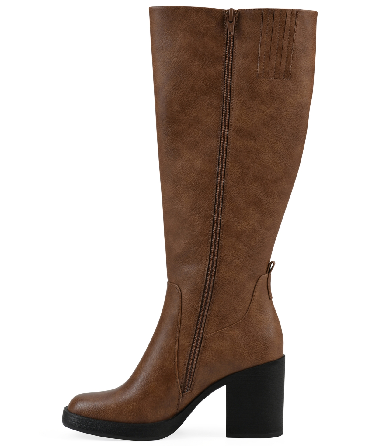 White Mountain Women's Mackle Tall Shaft Wide Calf Block Heel Boots In Brown