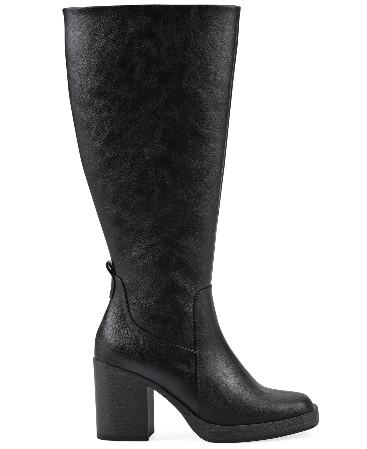White Mountain Women's Mackle Tall Shaft Wide Calf Block Heel Boots In Black
