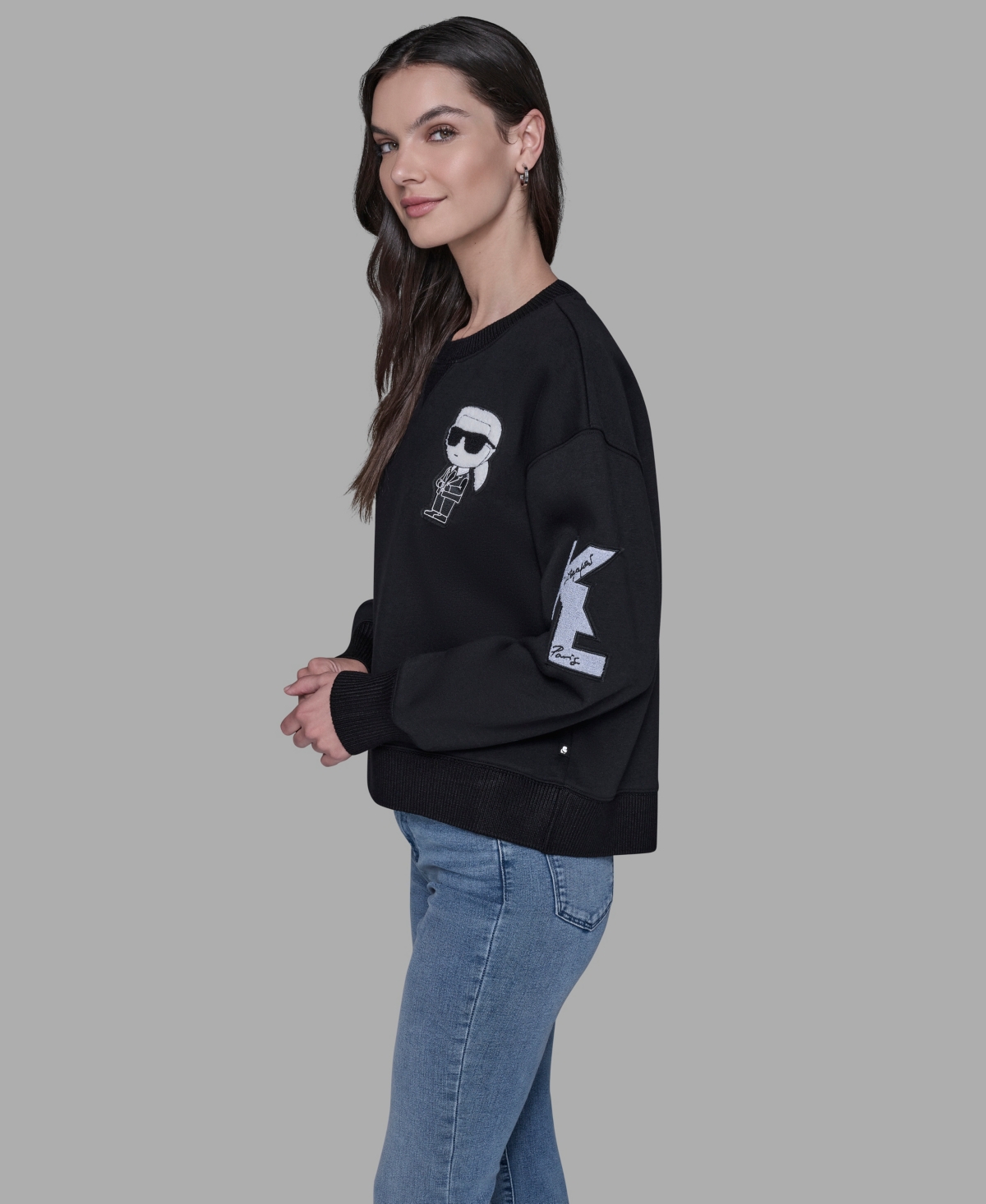 Karl Lagerfeld Women's Long Sleeve Sweatshirt In Black