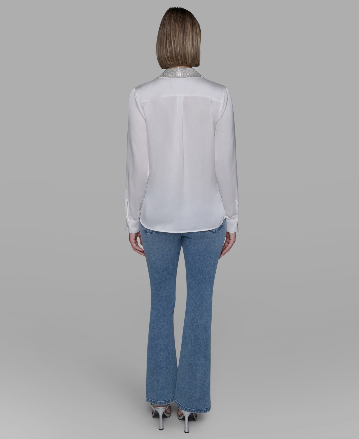 Karl Lagerfeld Women's Collared Neck Shirt In Animal Print