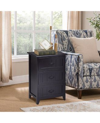 3 Drawers Nightstand End Table Storage Wood Side Bedside