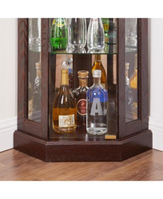Elegant Corner Curio Cabinet with Glass Doors Mirrored Panels and Adjustable Shelves