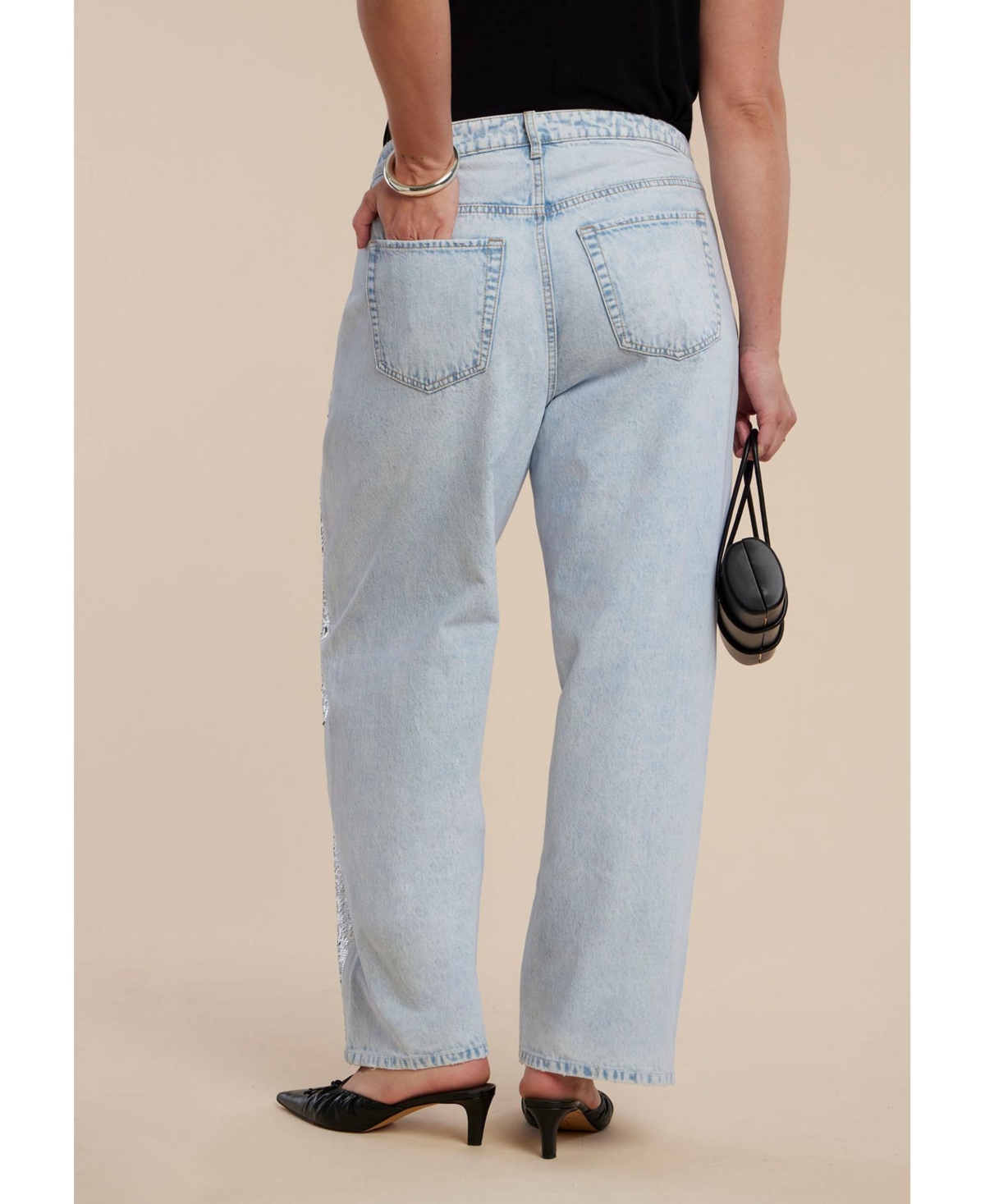 Eloquii Women's Sequin Front Jean