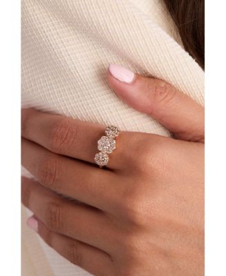 Nude Diamond Triple Cluster Flower Ring (1 ct. t.w.) in 14k Yellow Gold