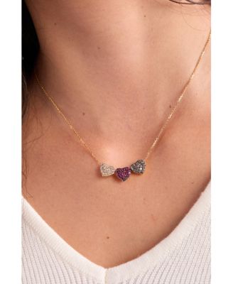 Godiva x Passion Ruby (1/3 ct. t.w.) & Diamond (5/8 ct. t.w.) Pav&eacute; Heart Statement Necklace in 14k Yellow Gold, 17" + 2" extender