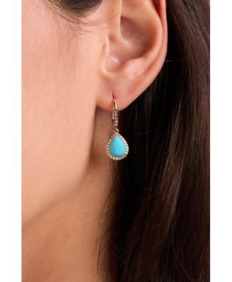 Robins Egg Blue Turquoise™ (2-3/4 ct. t.w.), Nude Diamond™ (1/4 ct. t.w.) & Chocolate Diamond&reg; (1/10 ct. t.w.) Earrings in 14k Rose Gold